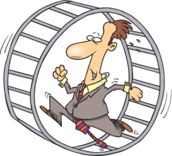 man on hamster wheel