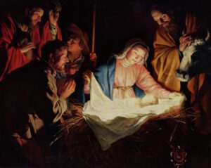 Baby in a manger christmas day